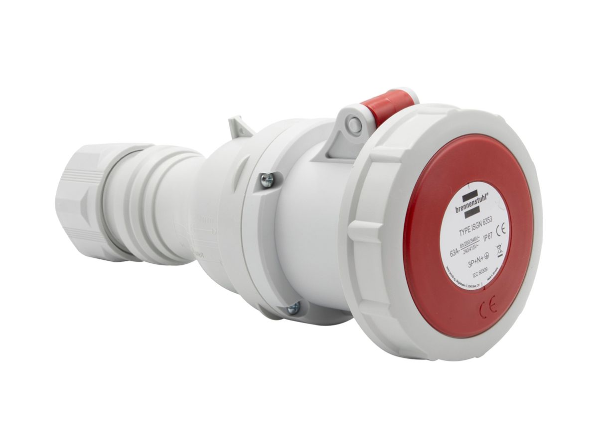 Kupplungssteckdose Brennenstuhl CEE 63A 3L+N+PE 400V 6h rot Ø110×285mm IP67
