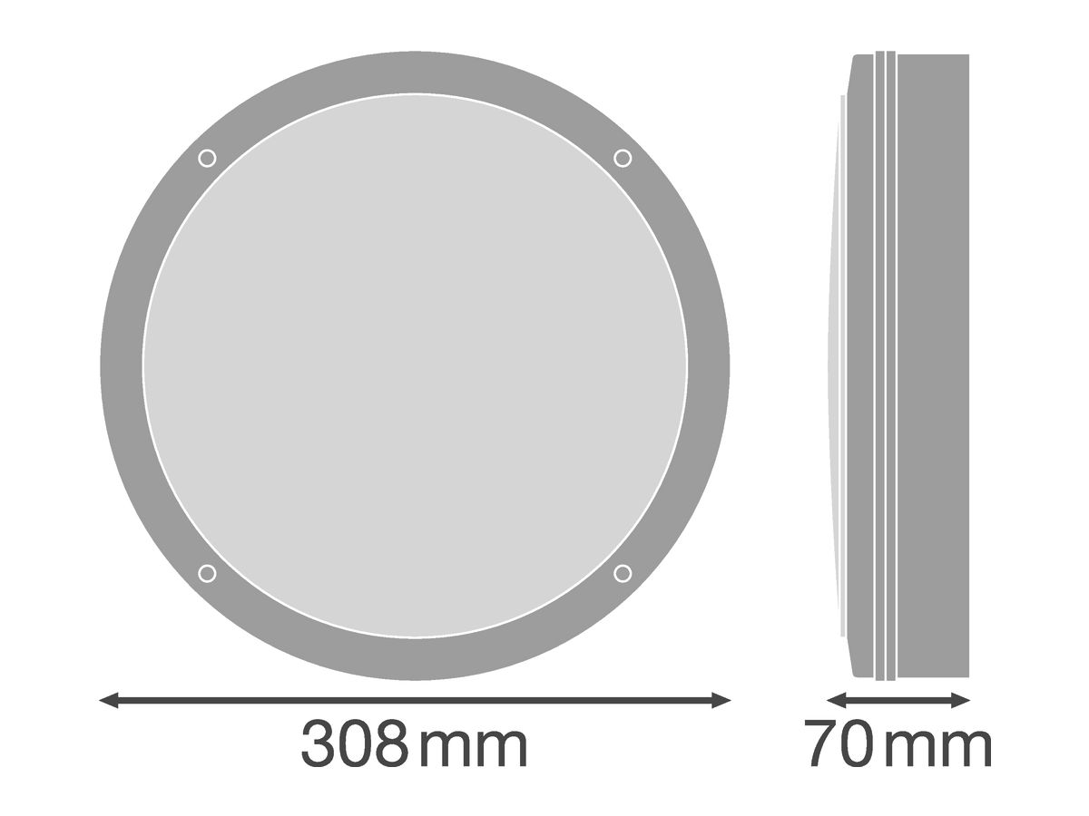 LED-Notleuchte SURFACE BULKHEAD 300 EM 15W 1400lm 830 3h IP65 ws