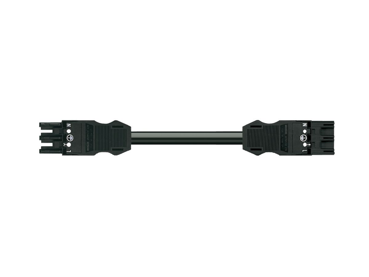 Verbindungsleitung MIDI 3×2.5mm² 20A 250V 5m Cod.A Buchse-Stecker schwarz Cca