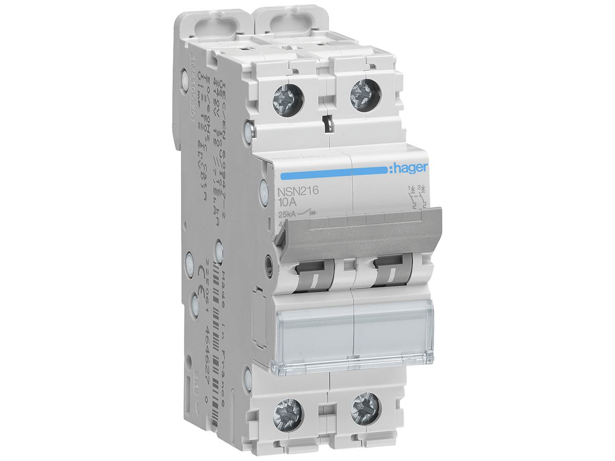 Leitungsschutzschalter Hager MCB 2P 415V Typ D 16A Icu 25kA 2TE