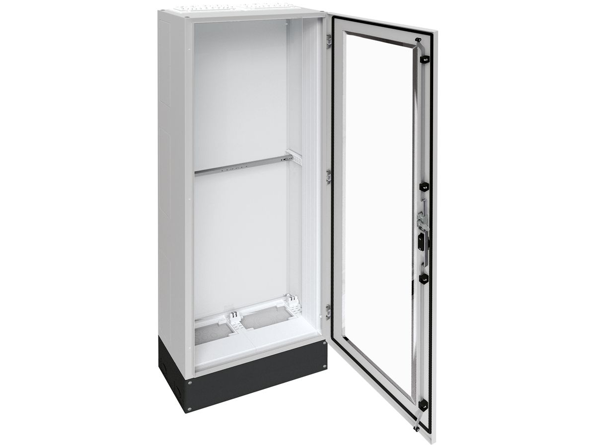 Schrank Hager univers SK II 1850×550×275mm mit Sockel 200mm+Tür transparent IP55