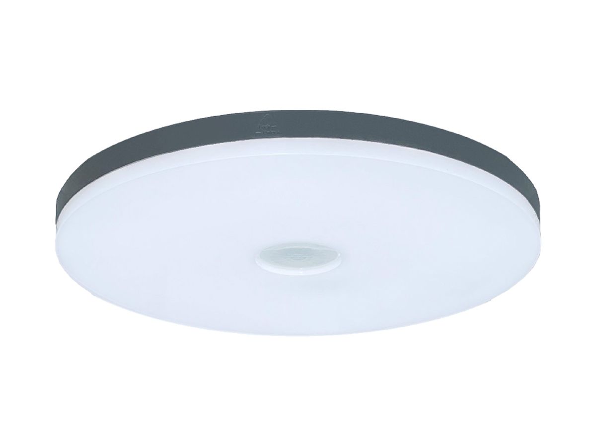 LED-Deckenleuchte Z-Licht SlimLED PIR SEN 12W 1200lm 4000K IP54 Ø320mm anthrazit