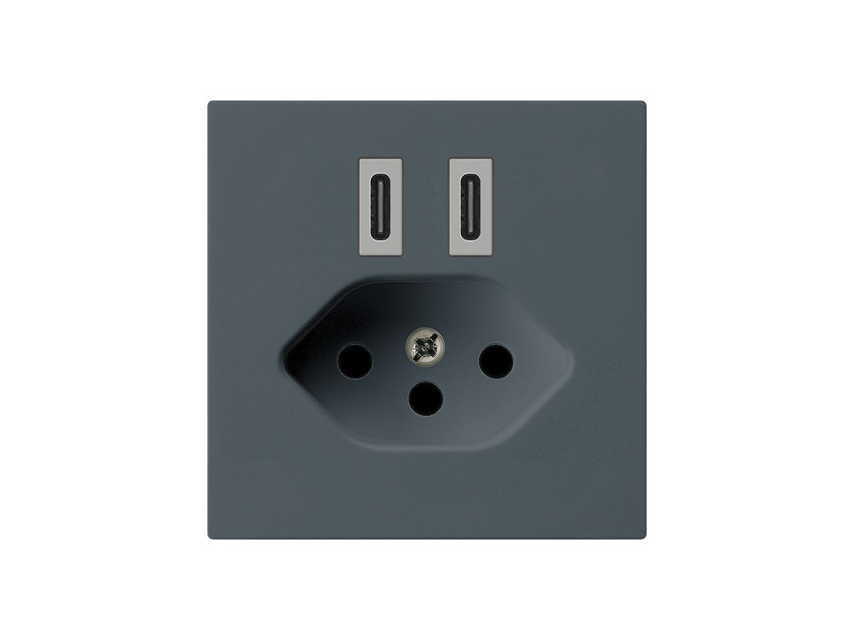 USB-Ladesteckdose Hager kallysto C-C 20W+T13 5V 60×60mm anthrazit