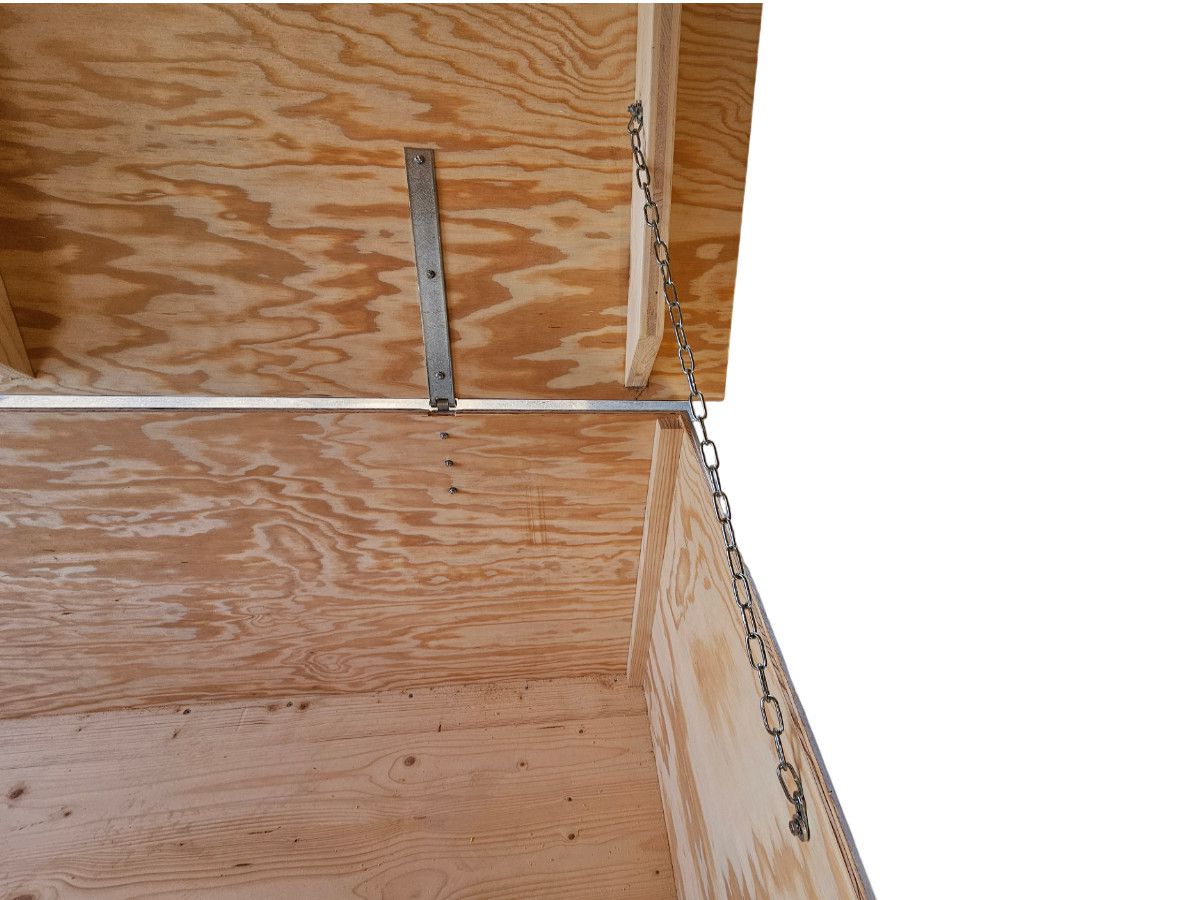 Baustellenkiste Holz mit Lenkrollen - Klappdeckel, LxHxT 2300x750x800mm