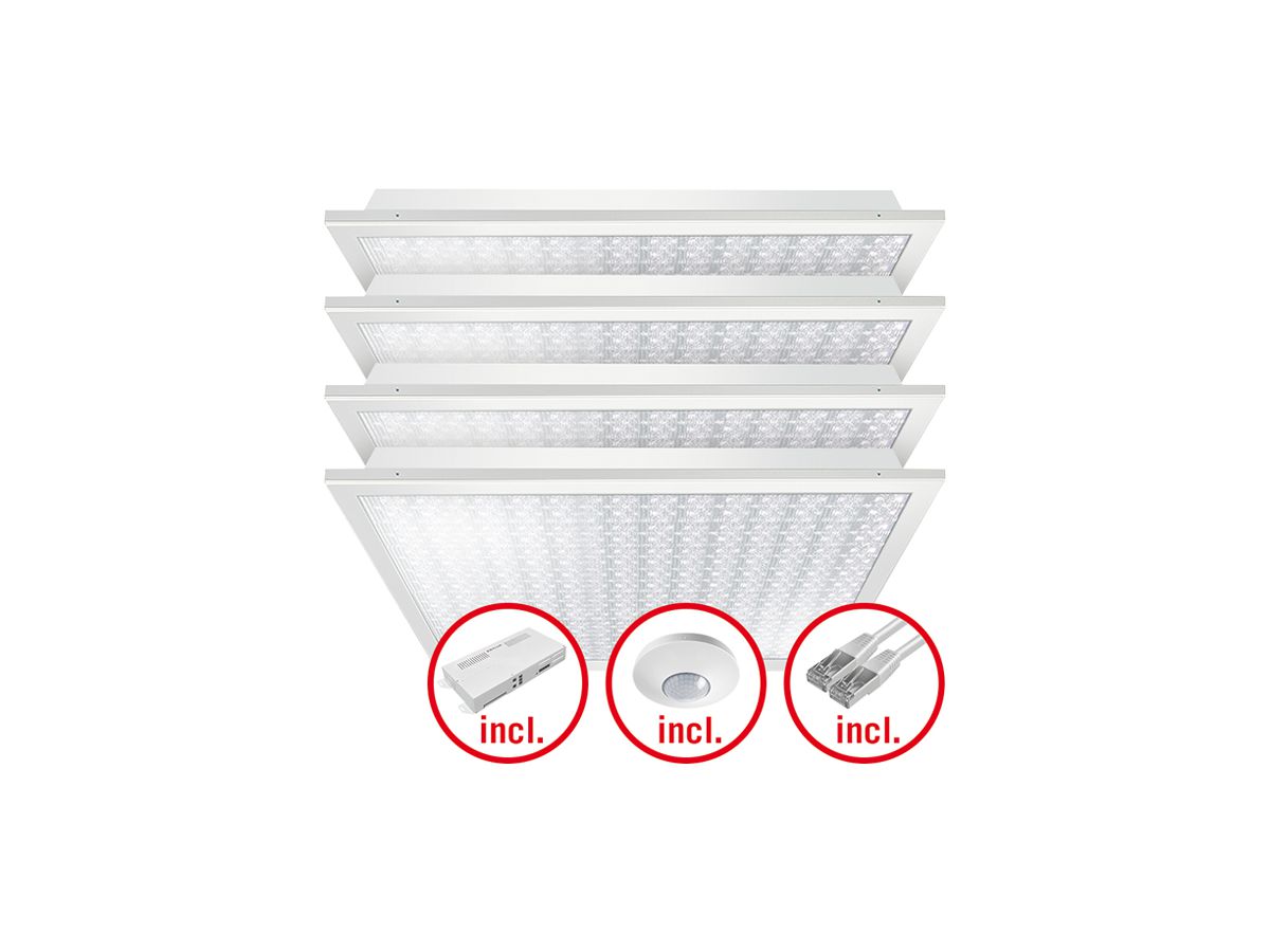 EB-LED-Leuchtenset ESYLUX CELINE-2 600×600 4×30W 840 18400lm opal