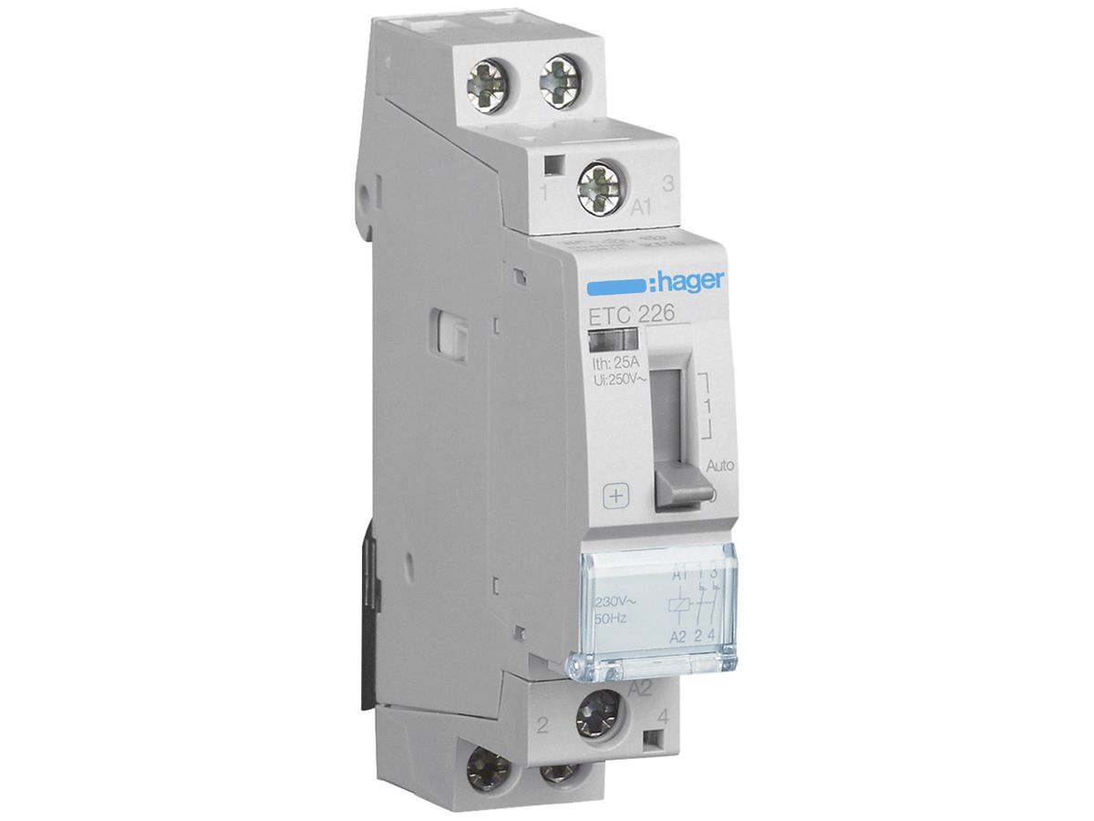 REG-Schütz Hager 230VAC 2 Öffner 25A mit Tag-/Nachtfunktion 1TE