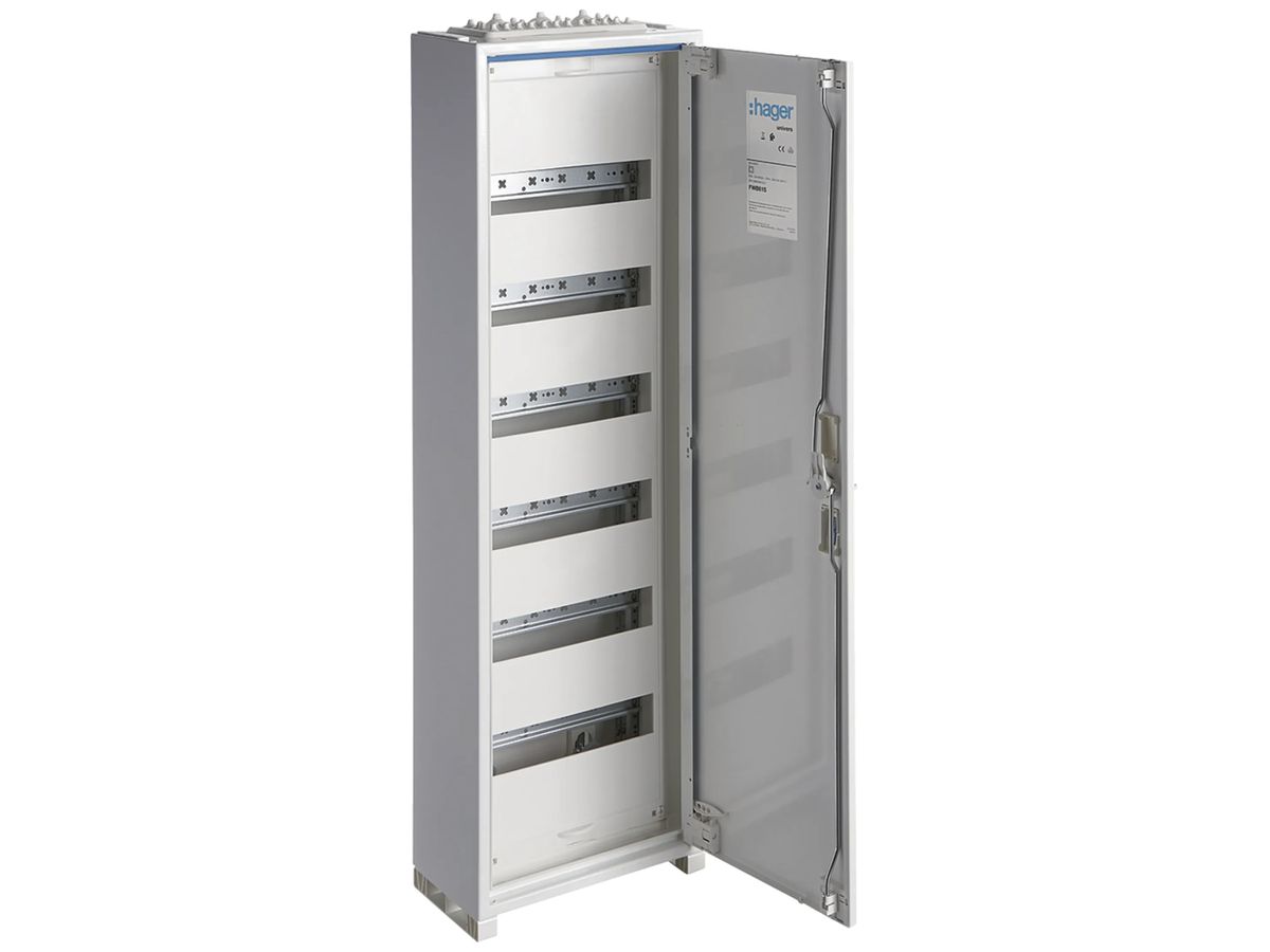 AP-Verteiler Hager univers 6-reihig 72TE Tür IP44 300×950×160mm