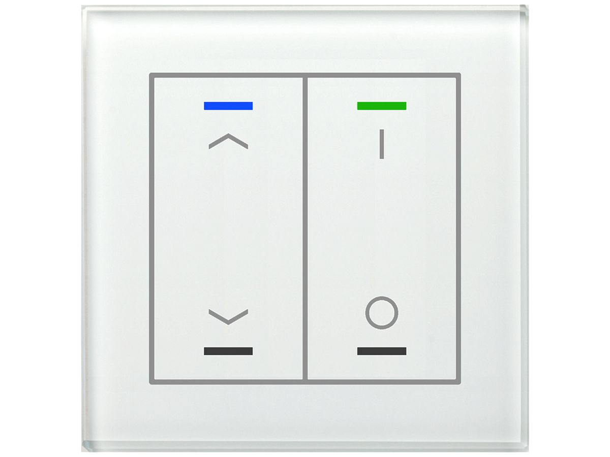 UP-Taster KNX RGBW MDT BE-GTL2TW.C1 2T/4B Temp.Glas weiss "Jalousie"-"I/O"