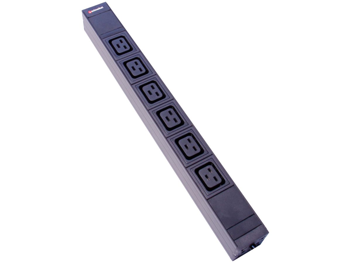Steckdosenleiste 19" 1HE 6×C19 IEC320 Td3×1.5mm² 3m Stecker C20 schwarz