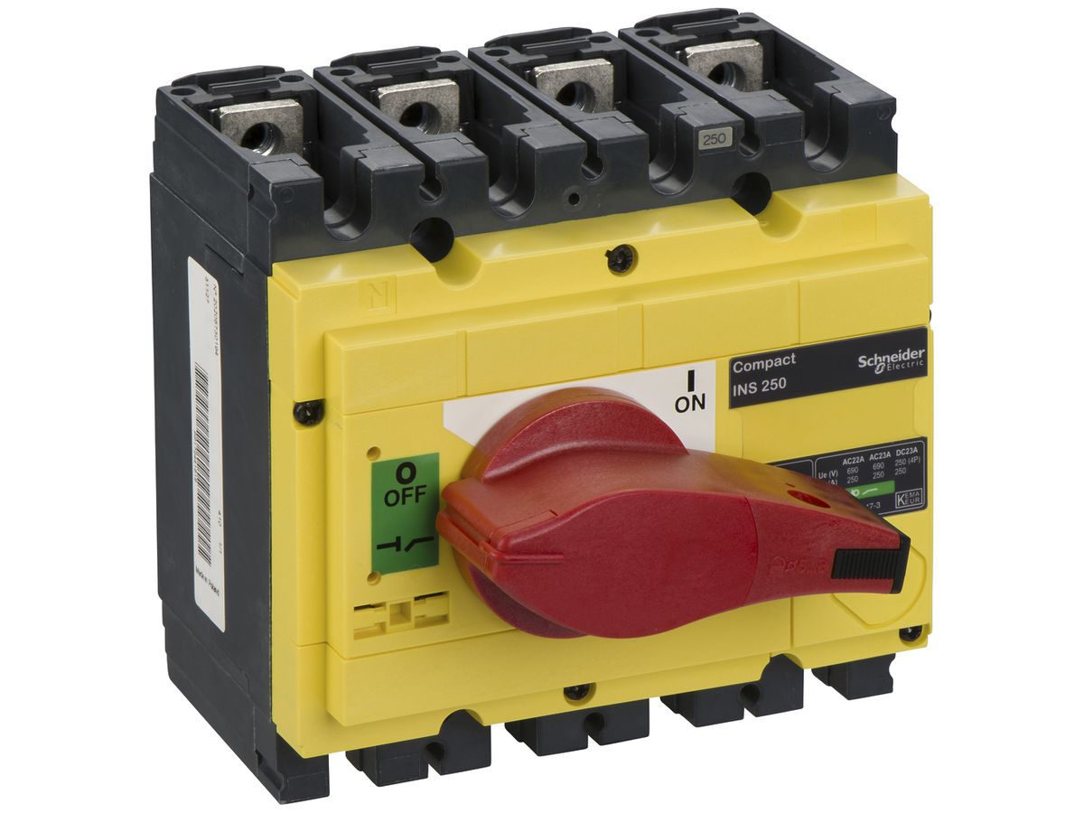 Lasttrennschalter Schneider Electric INS 4L 250A mit Drehgriff rot/gelb
