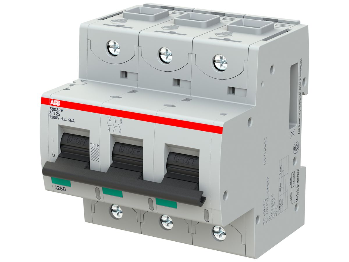 Leitungsschutzschalter ABB S803PV-SP125 3P 1200VDC 125A 5kA 4.5TE