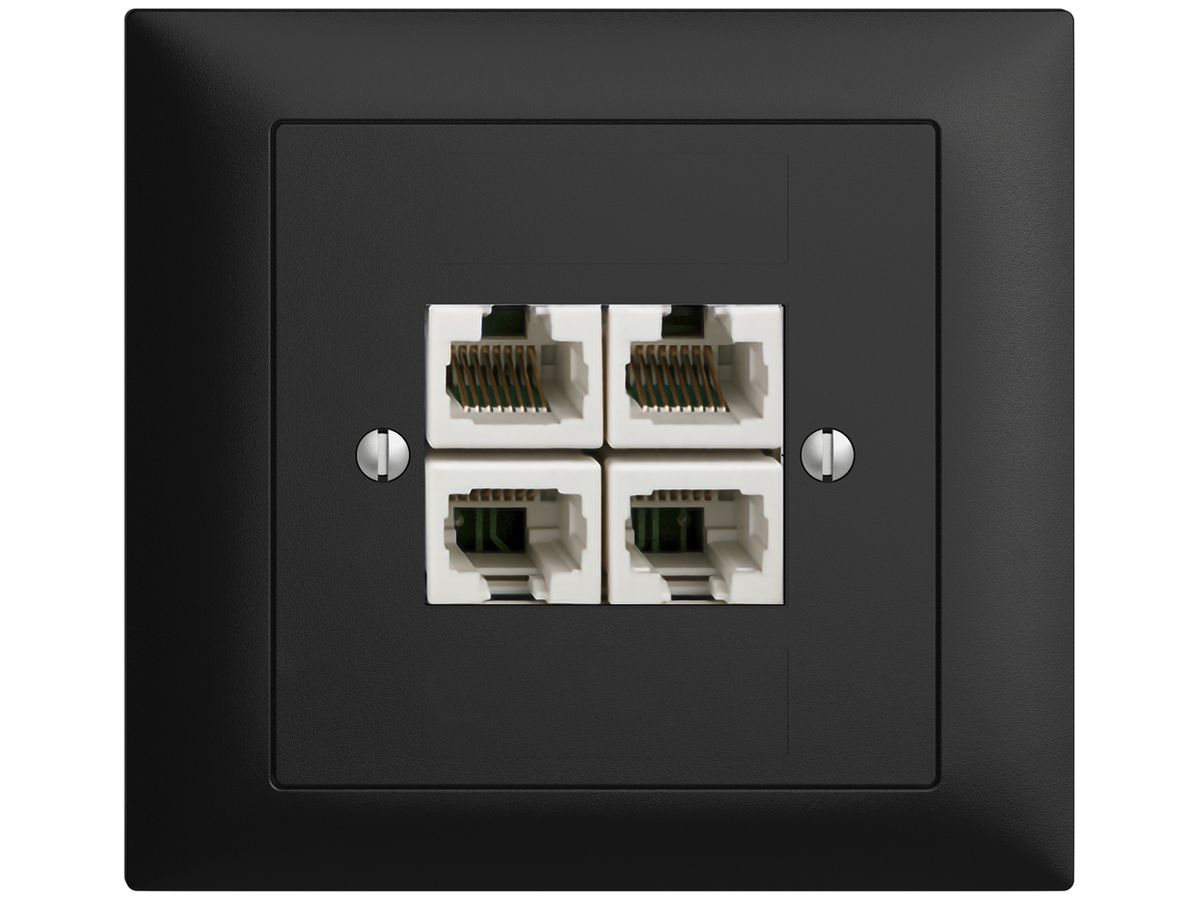 EB-Dose 4×RJ45/u 4P getr. EDIZIOdue schwarz ITplus