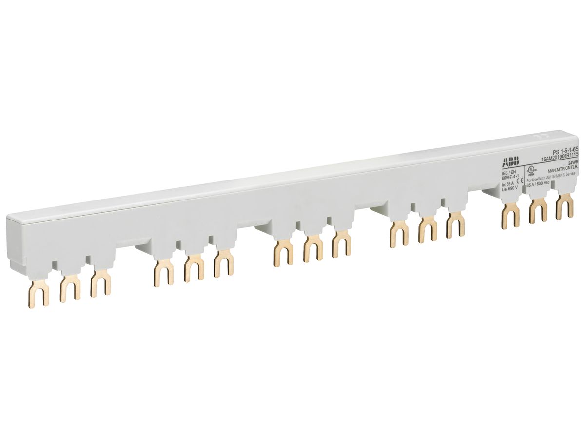 Phasenschiene ABB PS1-5-1-65, für 5×MS116/MS132+0.5TE 3L 65A 257.5mm Schraub