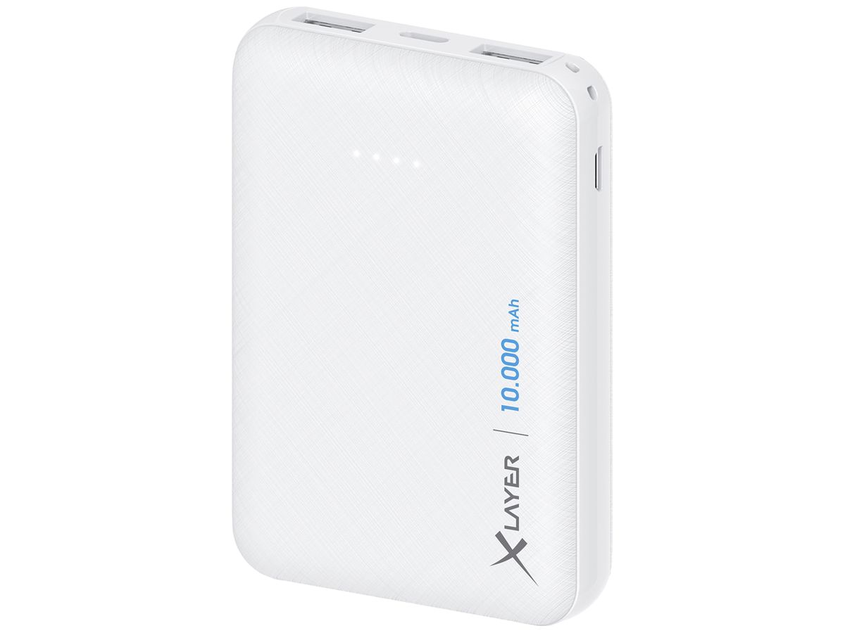 Powerbank XLayer Micro 10000mAh 2×USB-A ≤2.1A 91×64×22.5mm 200g weiss