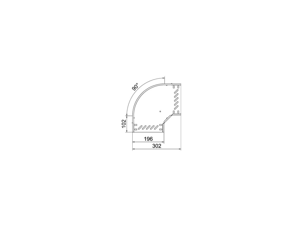 Bogen BET RB 90° 35×200mm Stahl bandverzinkt