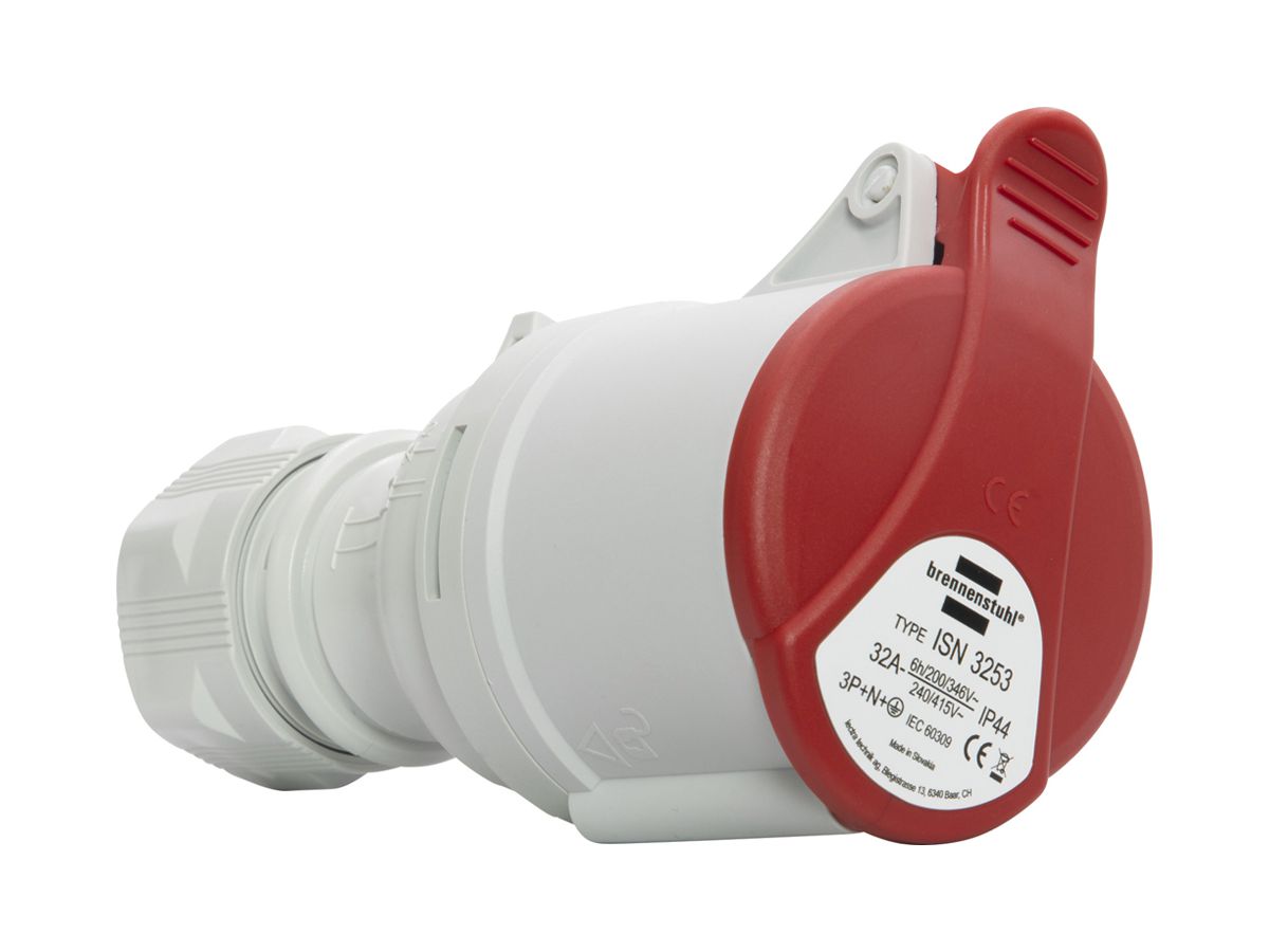Kupplungssteckdose Brennenstuhl CEE 32A 3L+N+PE 400V 6h rot Ø104×179mm IP44