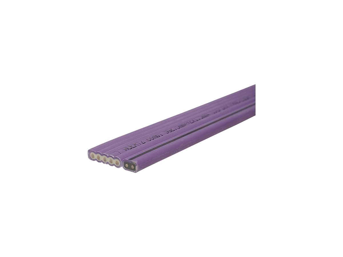 Flachkabel Woertz Combi 5×2.5+2×1.5mm² halogenfrei lila schwarzer Streifen B2ca