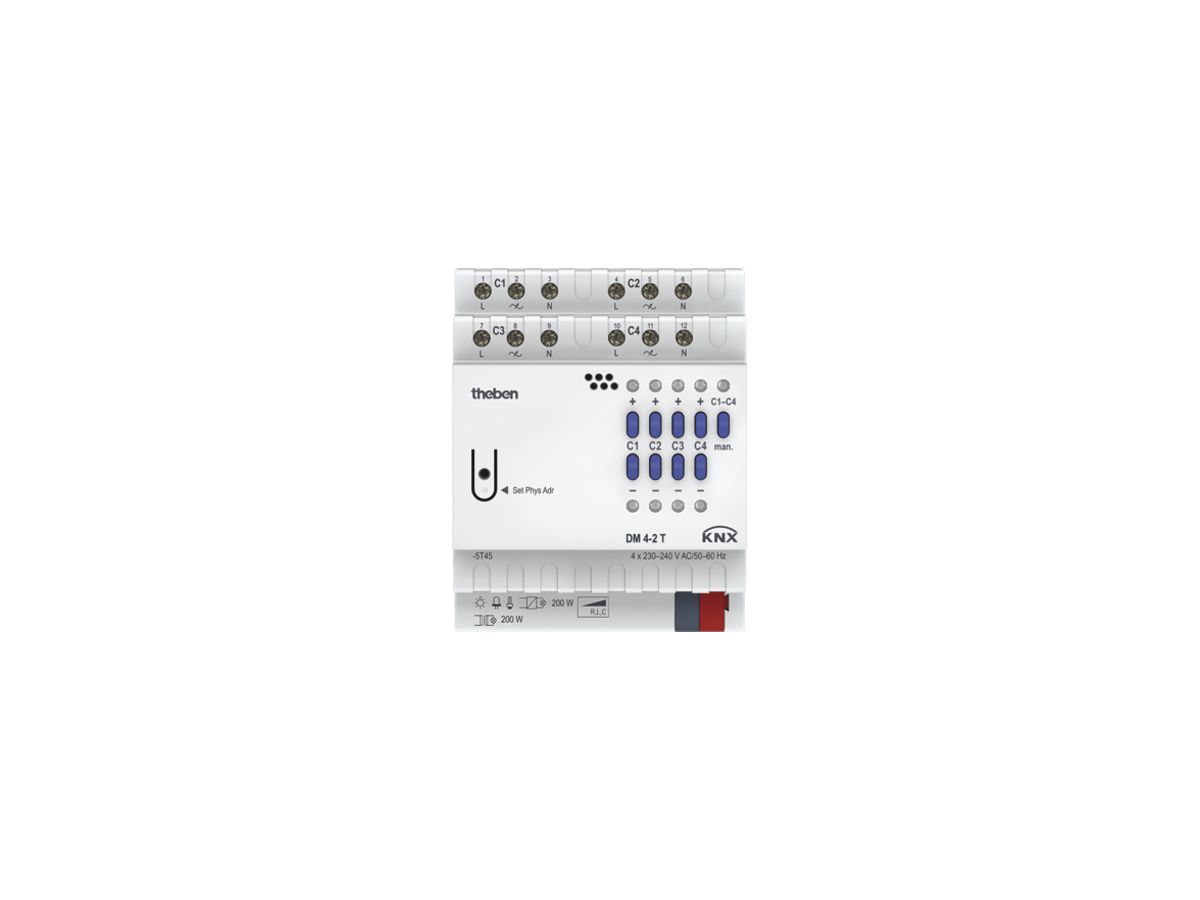 REG-KNX-Dimmaktor Theben DM 4-2 T 4×200W