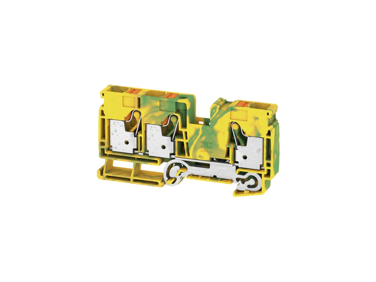 Schutzleiter-Reihenklemme Weidmüller A3C PUSH IN 16mm² 3 Anschlüsse grün-gelb
