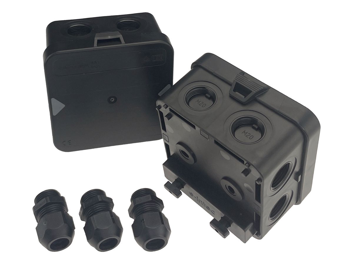 AP-Abzweigdose e-intec EasyFix 3 95×95×55mm IP65 schwarz