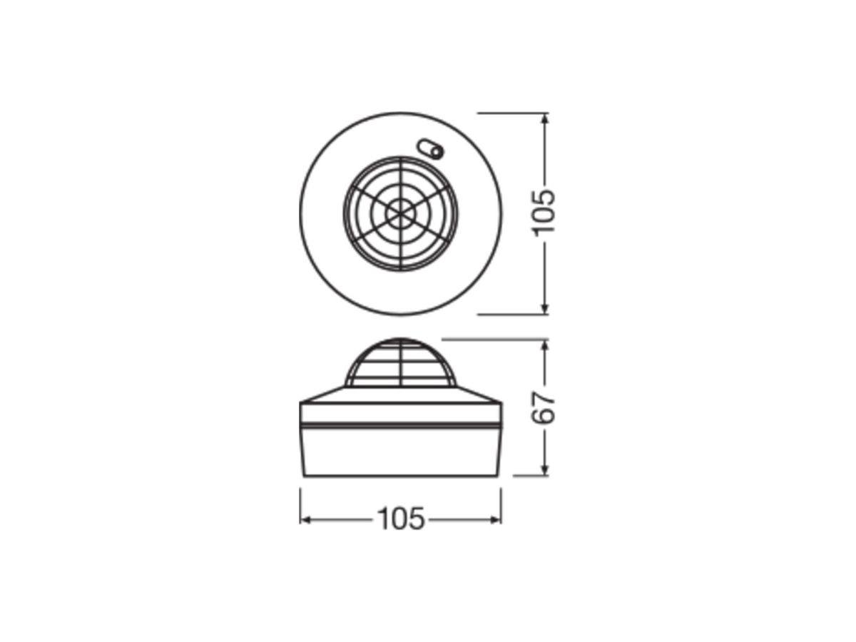 AP-Präsenzmelder LEDVANCE HIGHBAY IP54 DC DALI Ø105×66.5×66.5mm