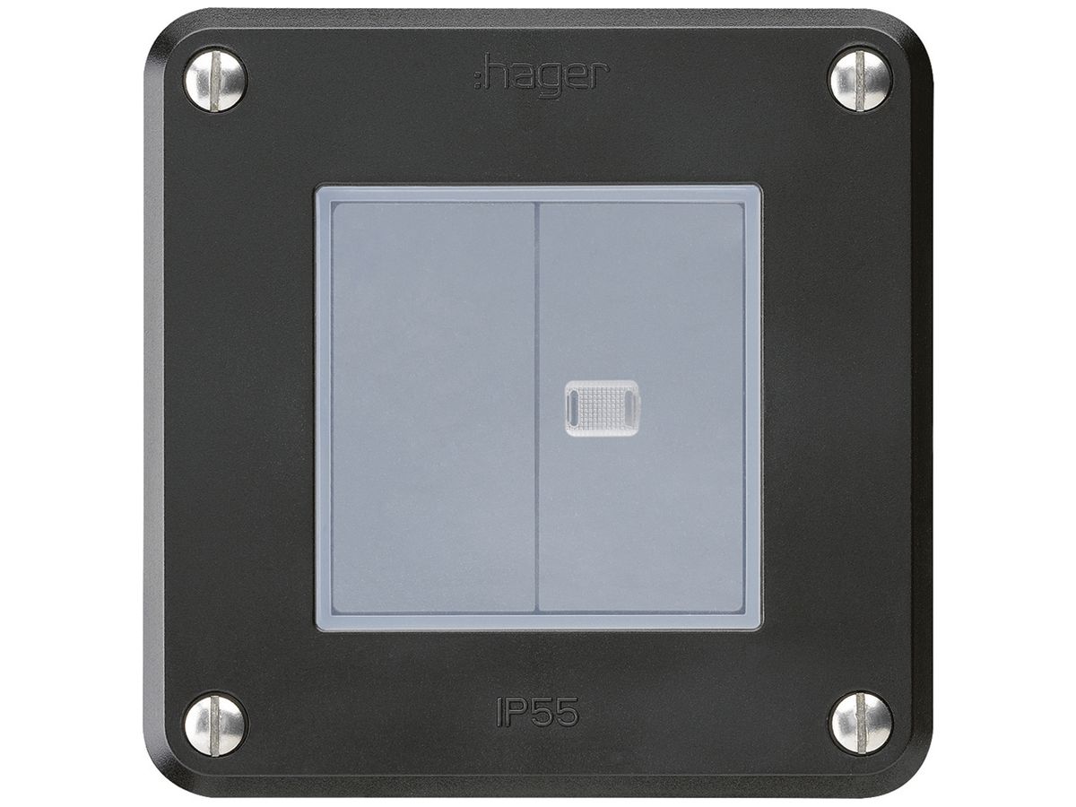UP-Druckschalter robusto IP55 Schema 3+3 1×beleuchtet schwarz für Kombination