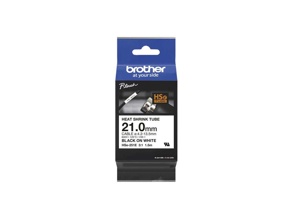 Schrumpfschlauch Brother HSE-251E 1.5m×Ø21mm für Kabel Ø13.5…4.2mm ws-sz