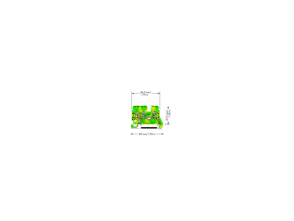 Durchgangsklemme WAGO 4mm² 3L grün/gelb