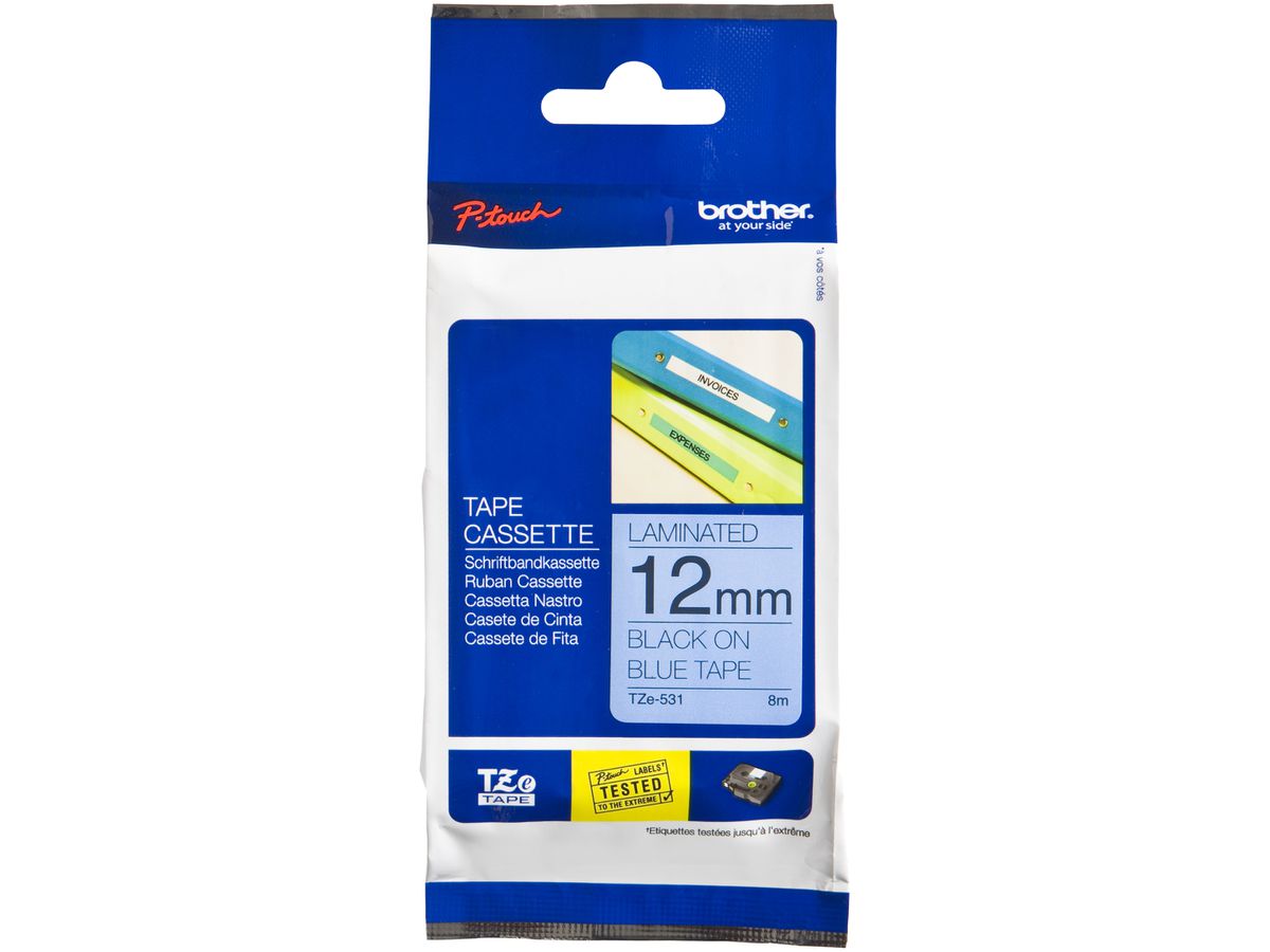 Schriftbandkassette Brother TZe-531 12mm×8m, blau/schwarz