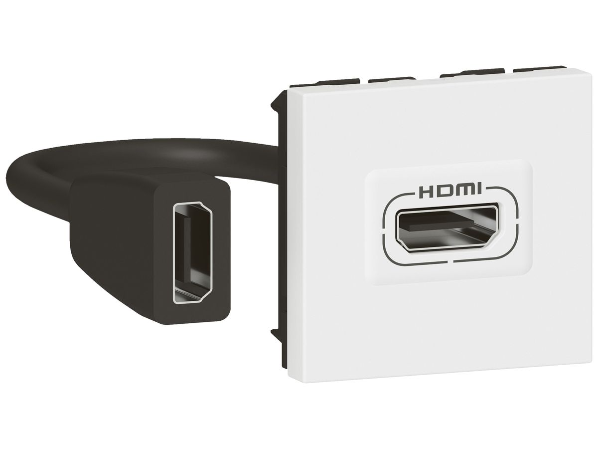 HDMI-Steckdose MOS vorkonfektioniert 2 Module weiss