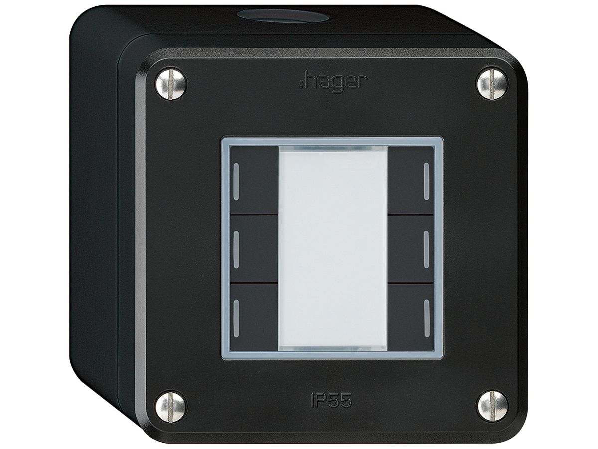 AP-Taster robusto Q KNX 6× RGB LED s/e-link schwarz