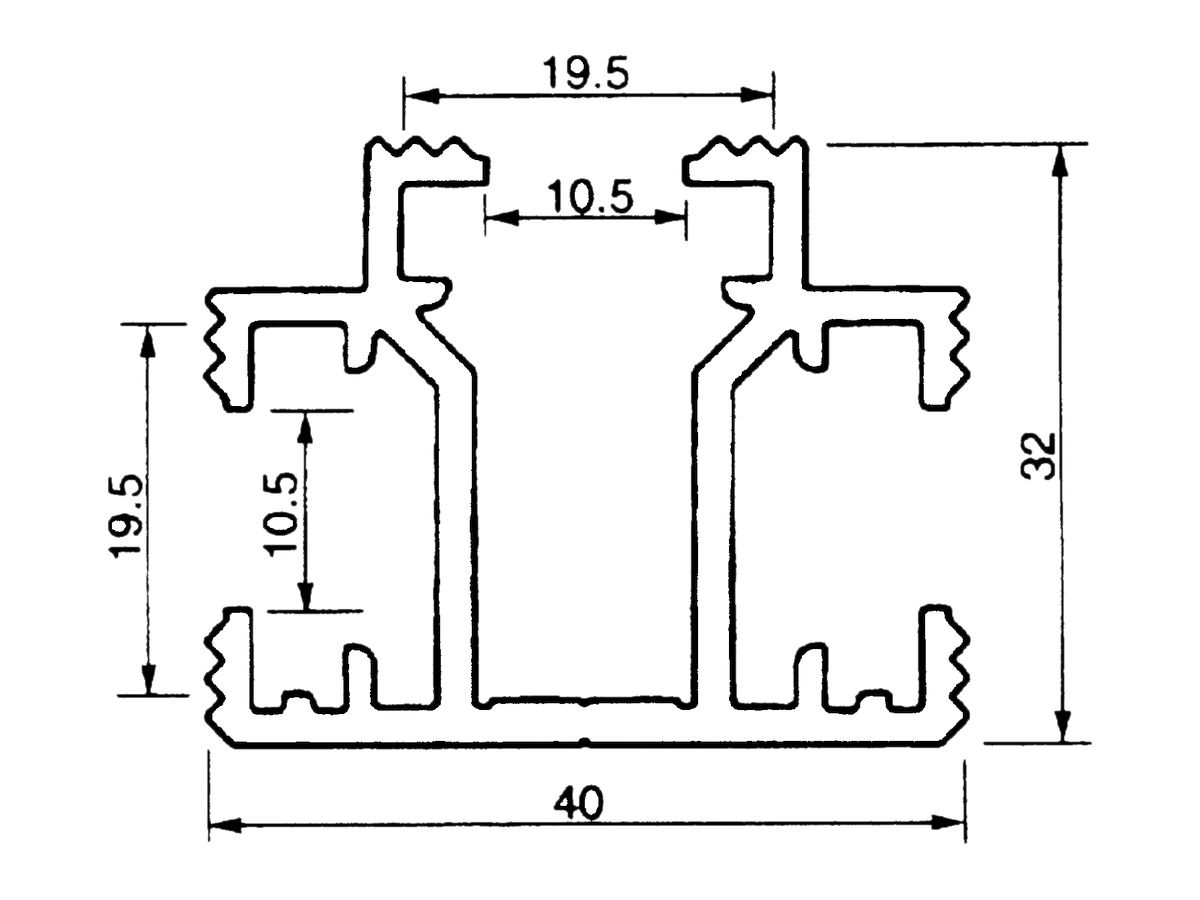Verbindungsschiene Almatec 40×32mm L=3m