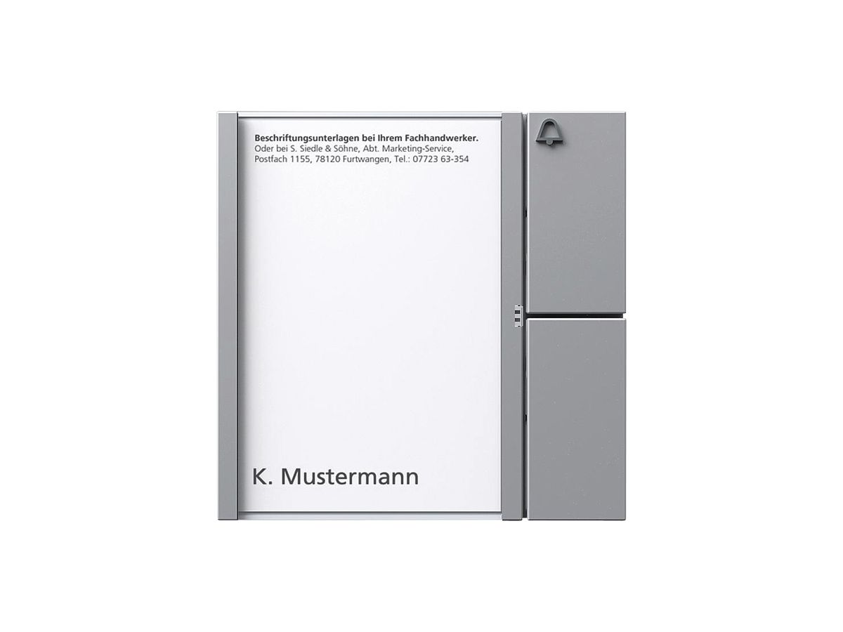 Tasten-Modul Bus Siedle, mit Namenschildtasche und 1 Ruftaste 99×99×27mm, silber