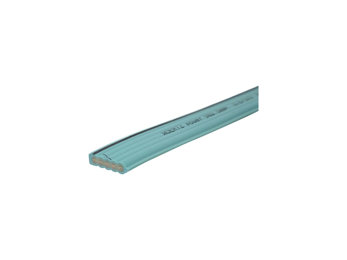 Flachkabel Woertz Power 5×2.5mm² PVC grün mit schwarzem Streifen Eca