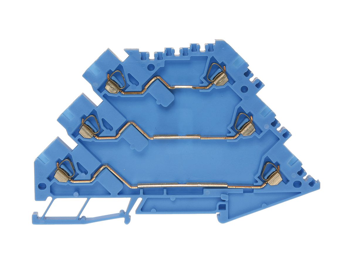 Durchgangs-Reihenklemme Woertz 0.25…1.5mm² 15A 300V Federzugansch.2×3 TH35 blau