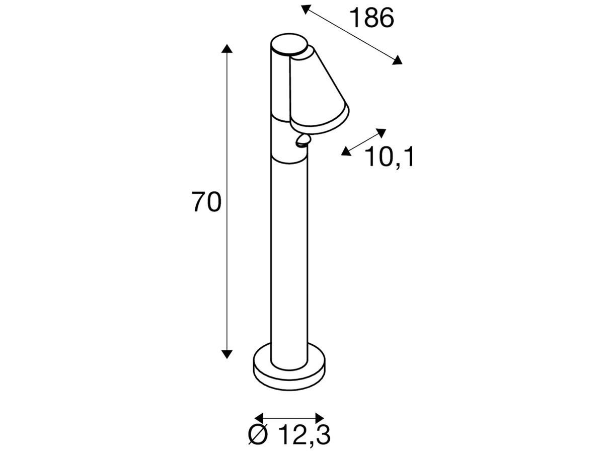 Wegeleuchte SLV T-TUBE 70 PIR GU10 1×10W IP44 700mm schwarz