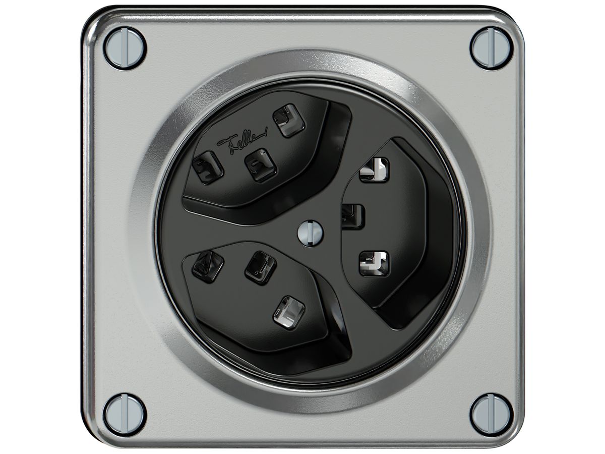 Steckdose ELEMENT 3×Typ 23 16A 250V IP20 aluminium