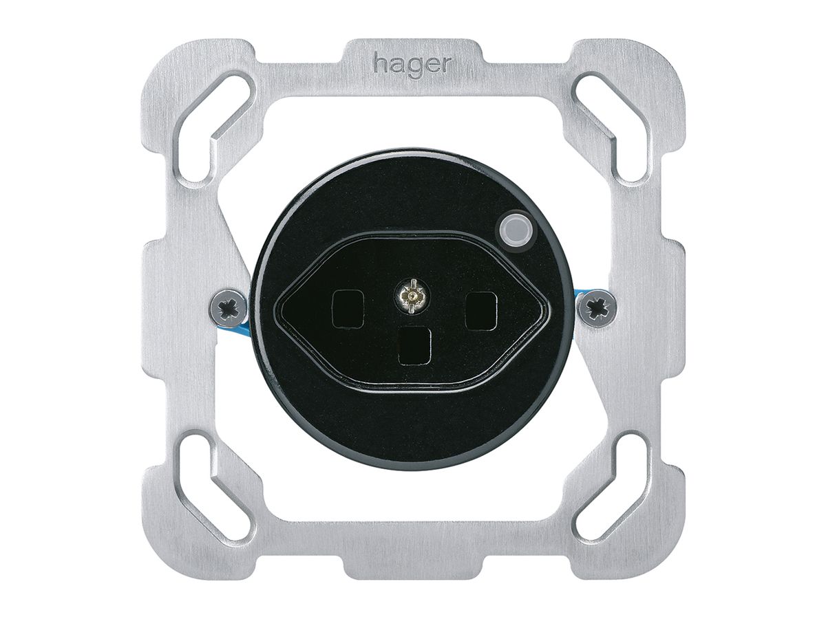 UP-Steckdose Hager basico 1×Typ 23 beleuchtet B schwarz