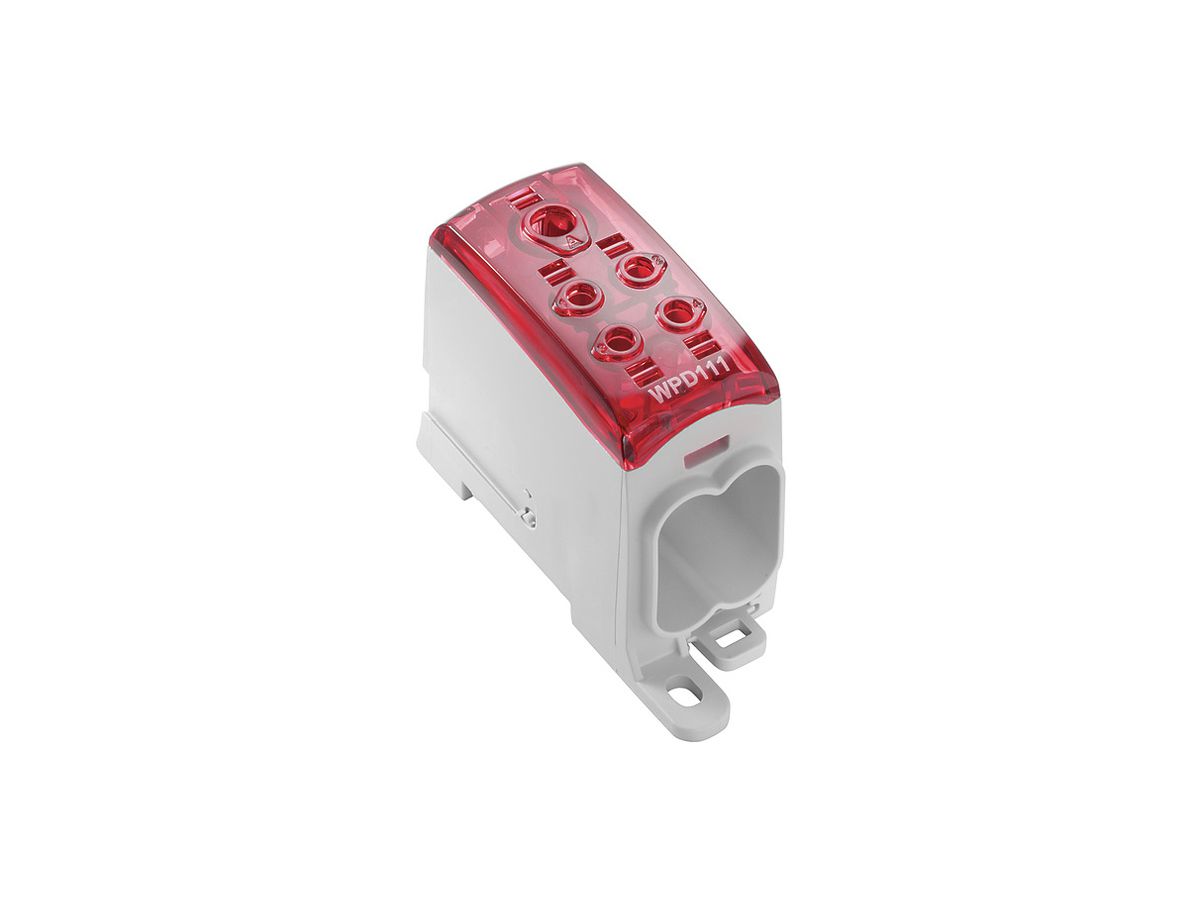 Verteilerblock WM WPD 111 1×95/4×35mm² 232A 1000V TS35 rot