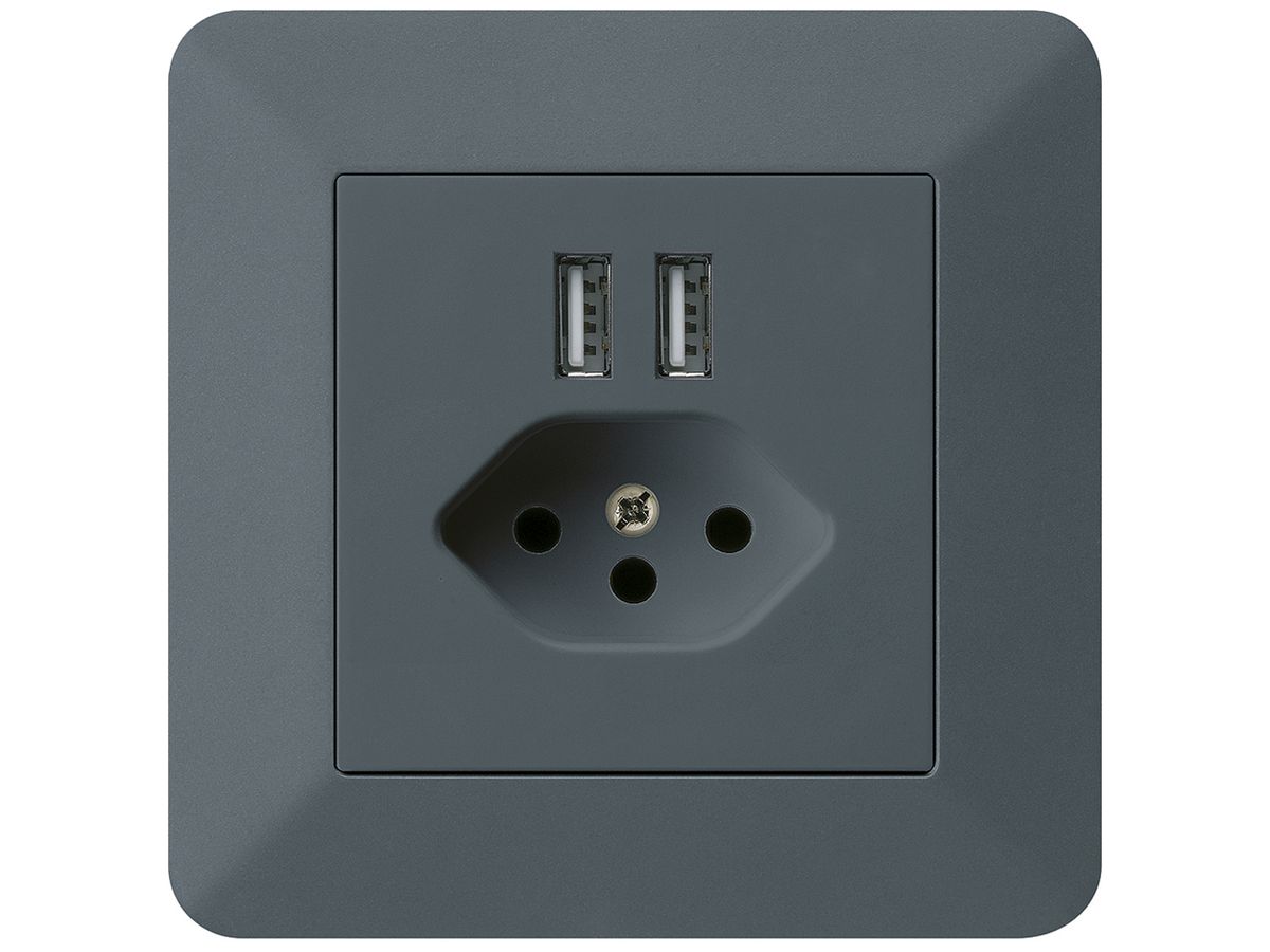 UP-Steckdose 2×USB & T13 kallysto.trend 2400mA anthrazit