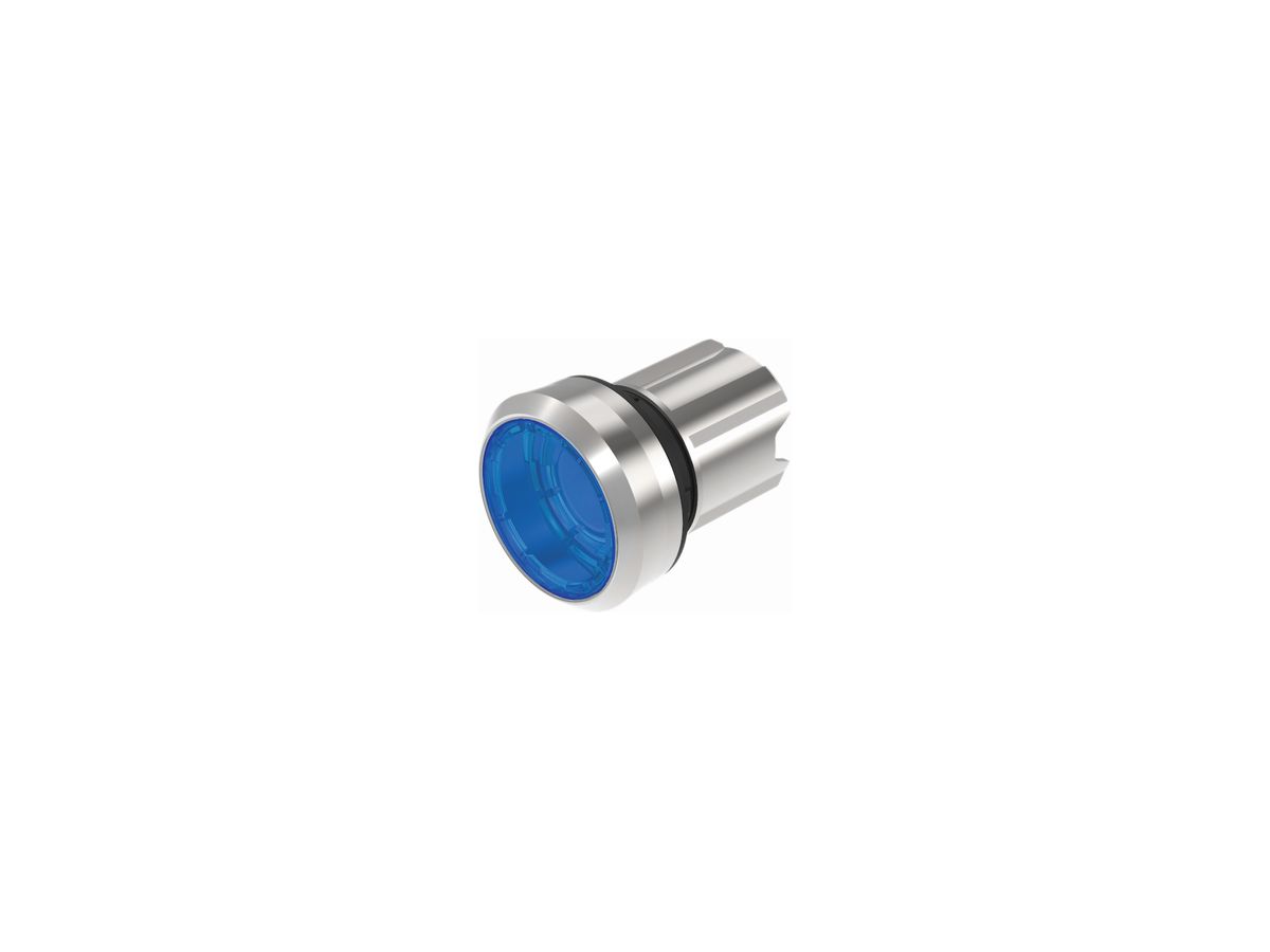 EB-Drucktaster EAO45, I, blau beleuchtbar, Ring silber bündig