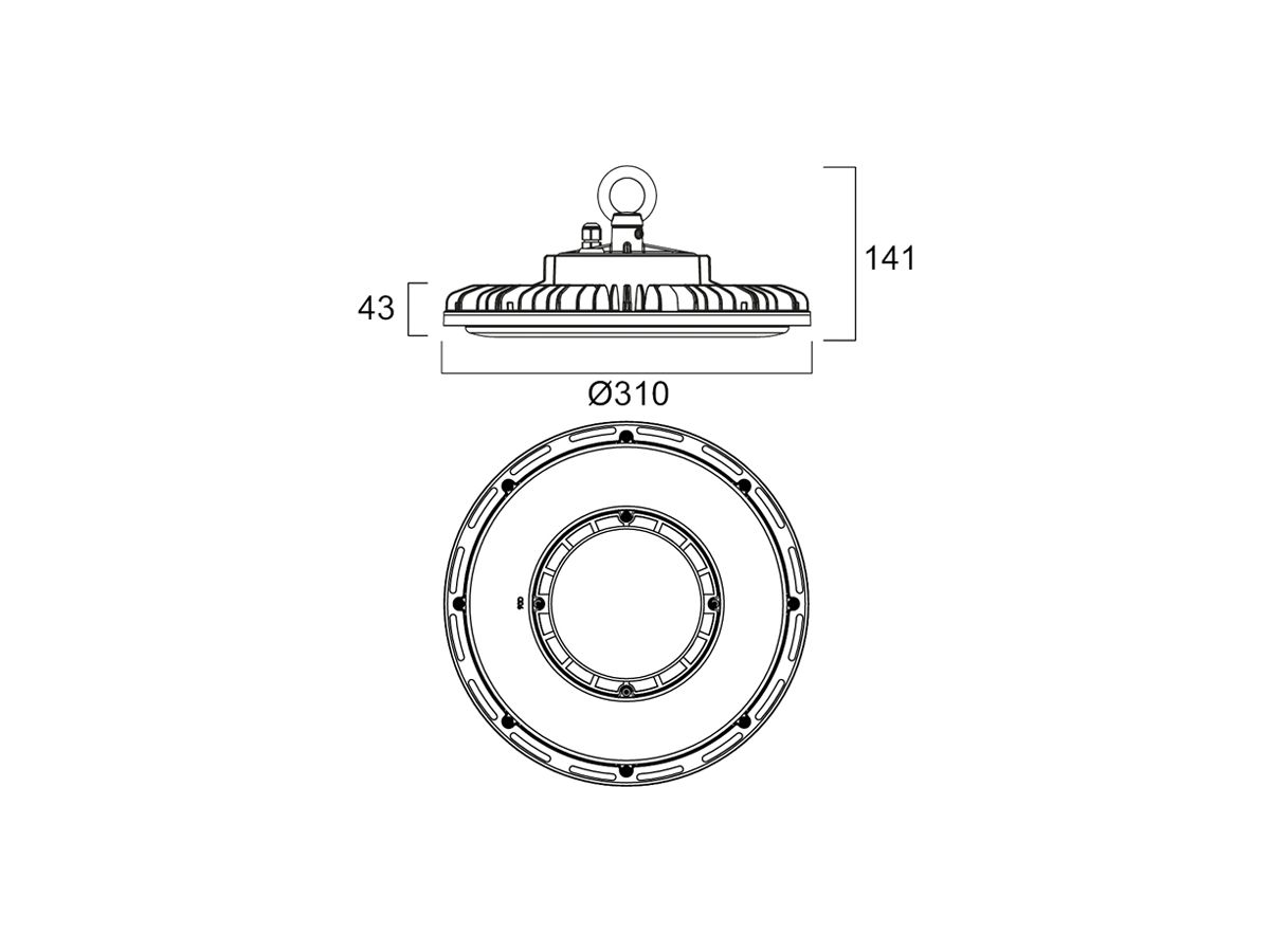 LED-Hallenstrahler Sylvania Highbay 180W 20700lm 6500K IP65 VWB Ø310mm grau