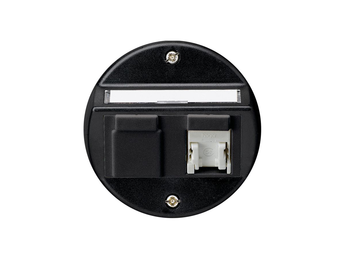 UP-Einsatz basico A Kat.5e 1×RJ45/u Schrägauslass schwarz