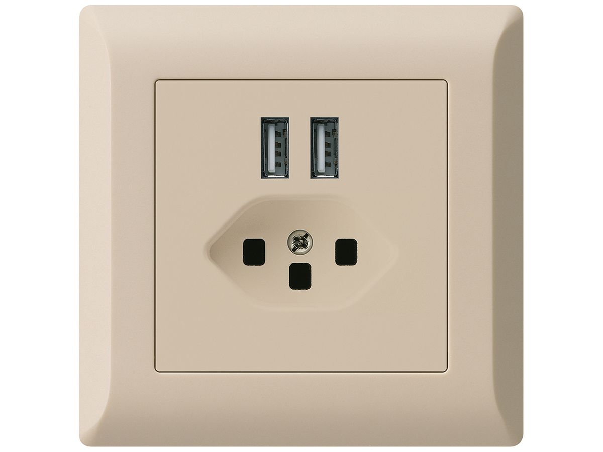 UP-Steckdose 2×USB & T23 kallysto.line 2400mA beige