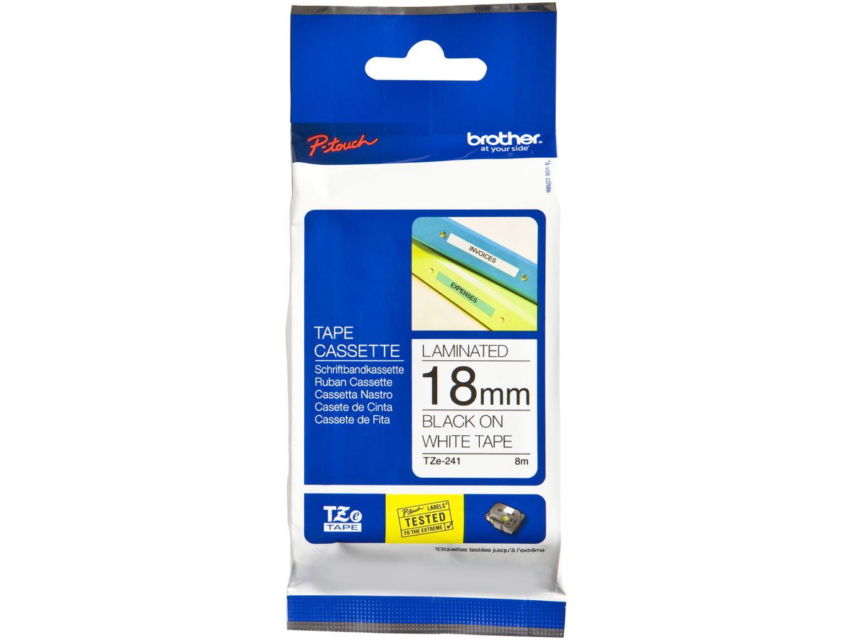Schriftbandkassette Brother TZe-241 18mm×8m, weiss/schwarz