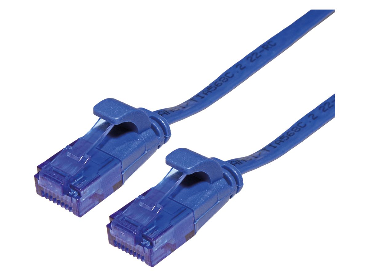 Patchkabel RJ45 VALUE Kat.6A U/UTP AWG32 PVC flach blau 3m