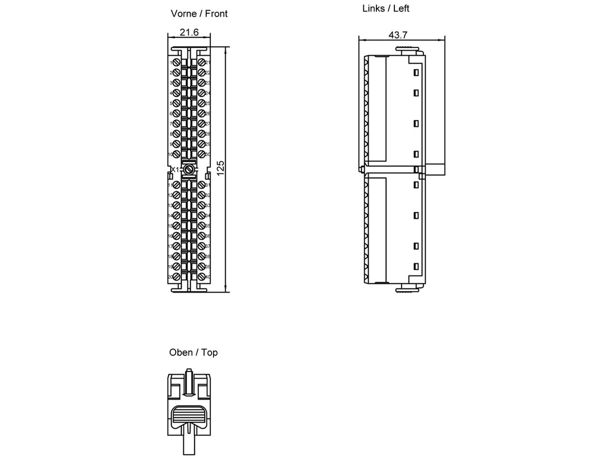 SPS-Frontsteckermodul Siemens SIMATIC S7-300, 40-polig Schraubklemmen