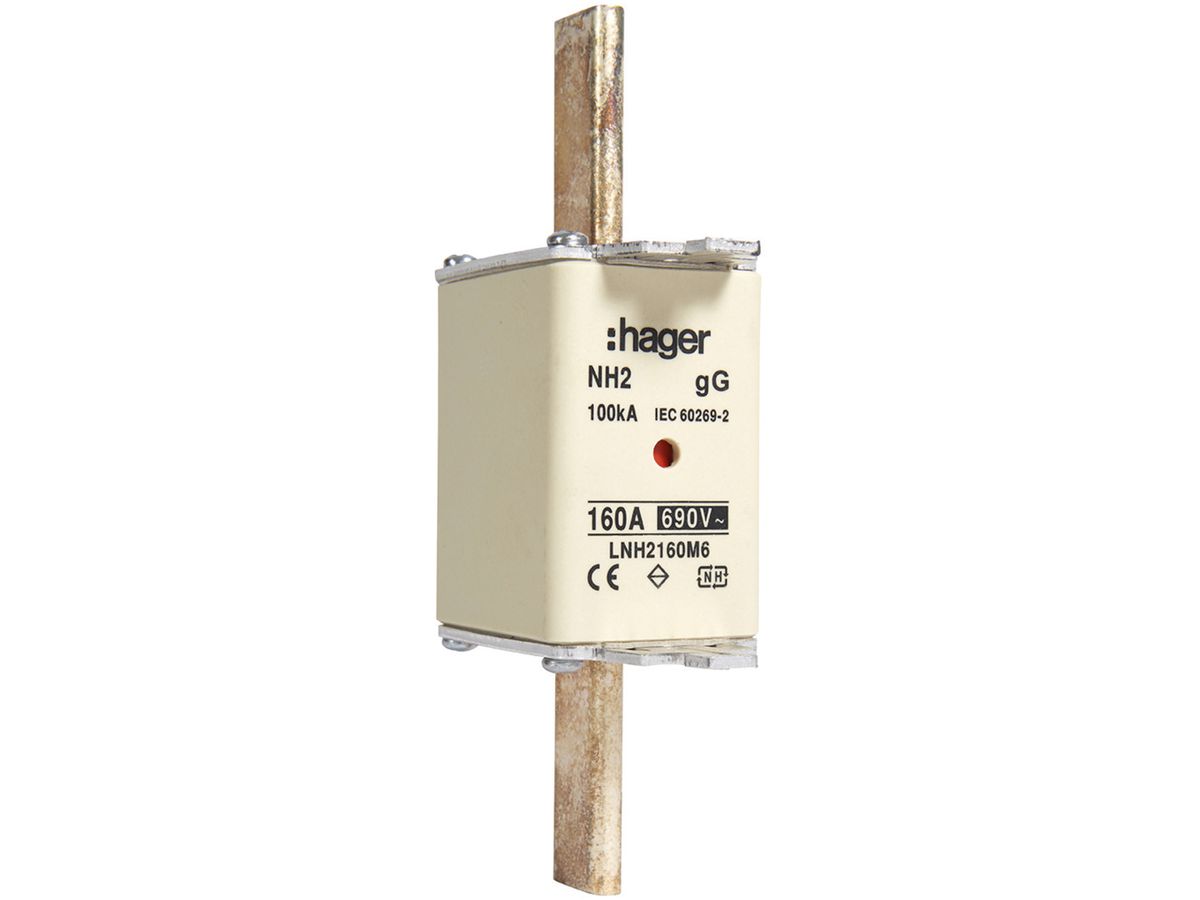 NH-Sicherung Hager DIN2c 690VAC 160A gG/gL Doppelkennmelder rostfrei