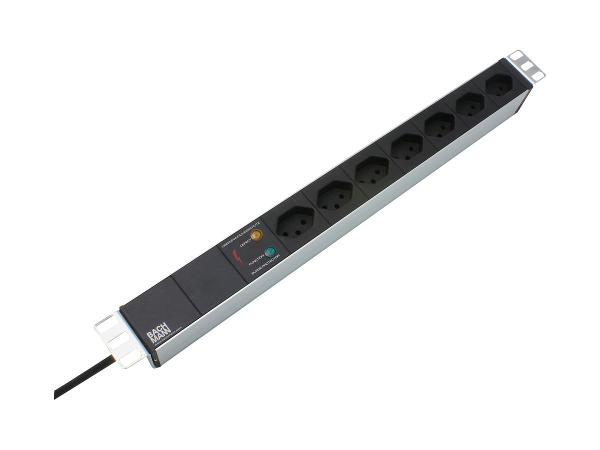 Steckdosenleiste 19" 1HE 7×T13 TD 2m 3×1mm² alu/schwarz