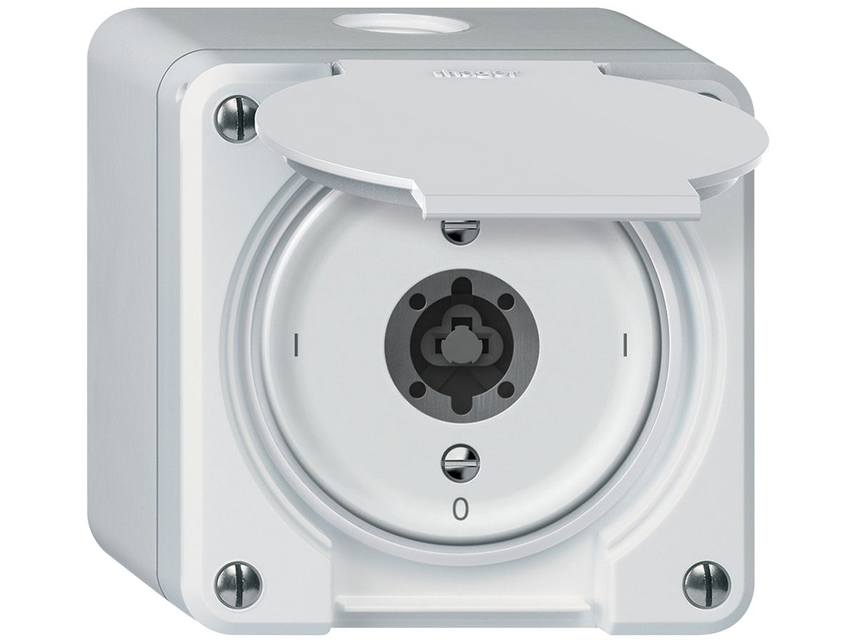 AP-Schlüsselschalter robusto Ausschalter 2×1-polig 16A 250V 86×86mm weiss